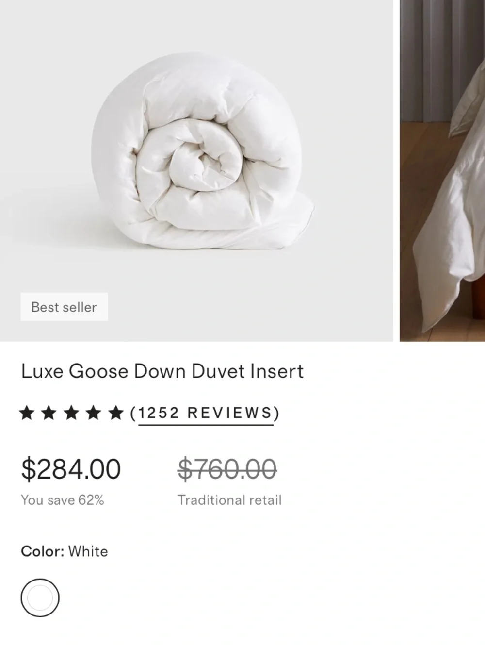 Quince White Luxe Goose Down Comforter - Plush Hotel-Style White